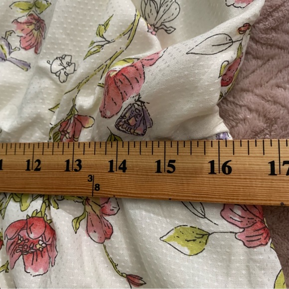 Clockhouse size 42/L/XL flower bird butterfly print ruffle dress viscose - Picture 9 of 13